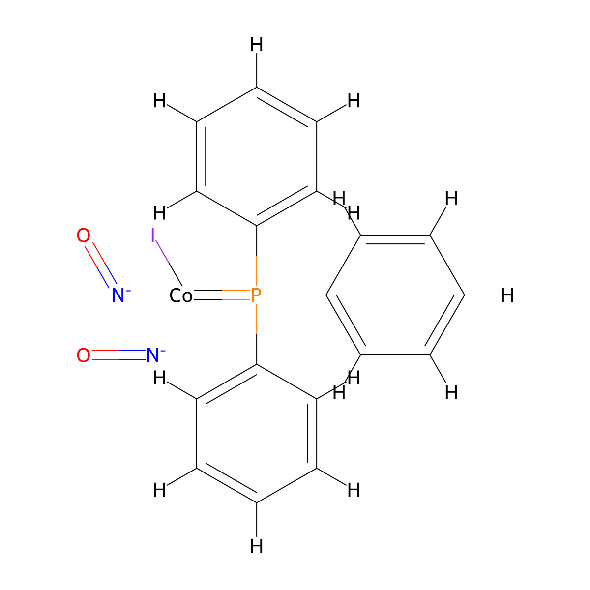 Triphenylphosphinecobalt dinitrosyl iodide molecular structure, CAS 14318-98-0