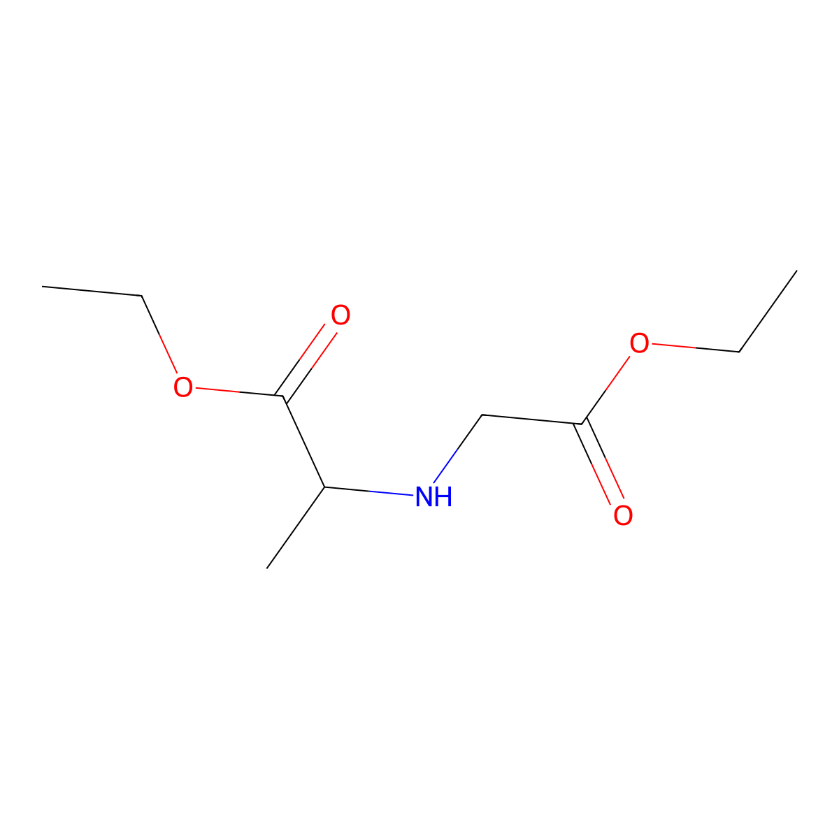 Ethyl 2-[(2-ethoxy-2-oxoethyl)amino]propanoate molecular structure, CAS 1431847-69-6