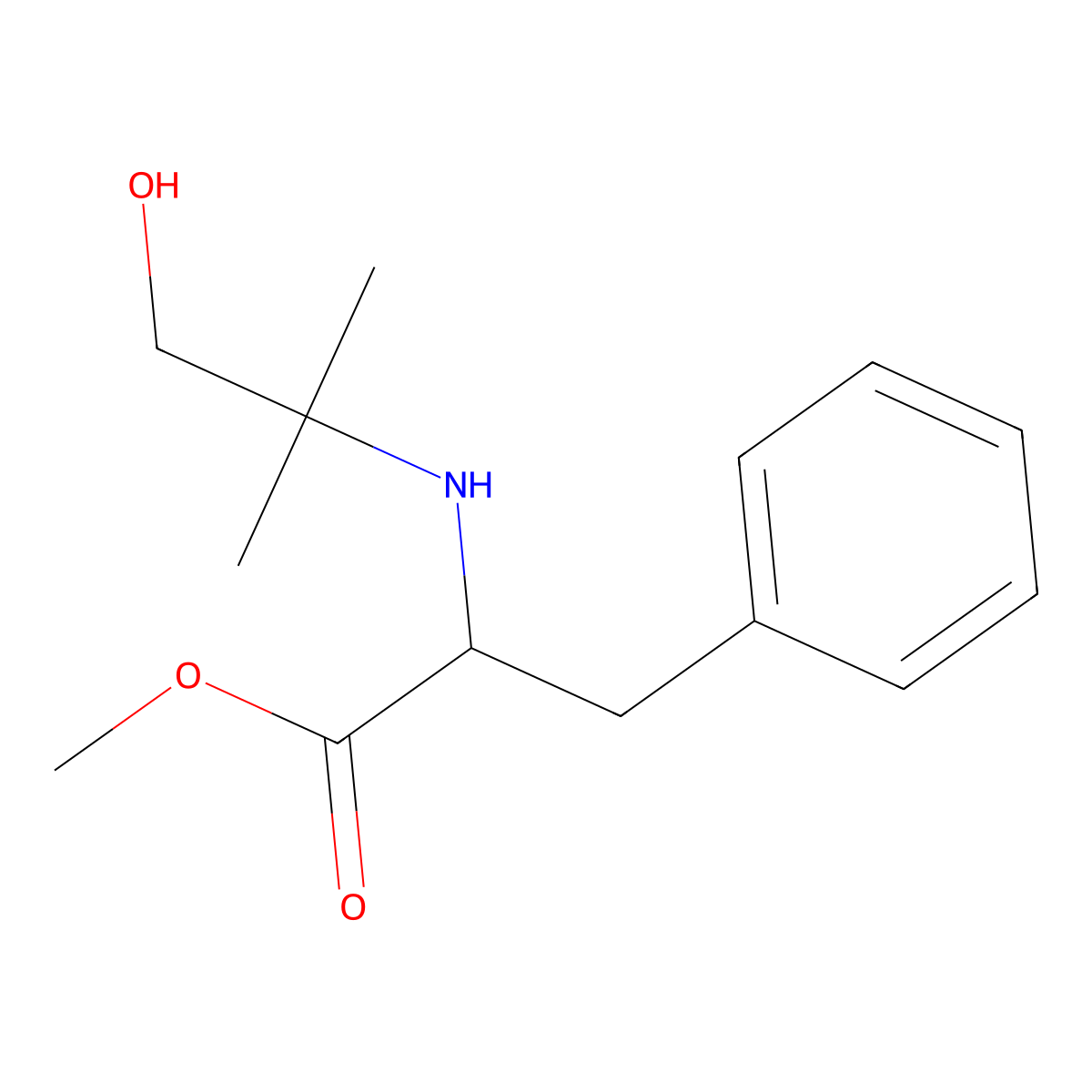 Methyl 2-[(1-hydroxy-2-methylpropan-2-yl)amino]-3-phenylpropanoate molecular structure, CAS 1431859-26-5