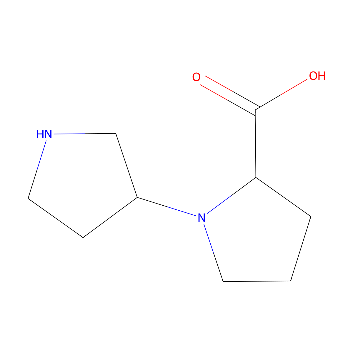 1-(Pyrrolidin-3-yl)pyrrolidine-2-carboxylic acid molecular structure, CAS 1431861-79-8