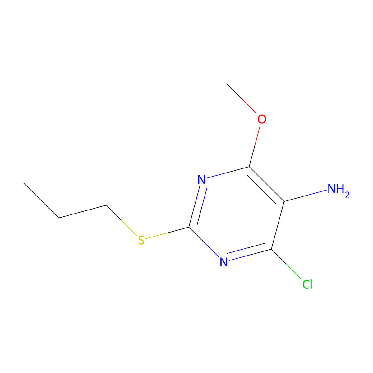 4-Chloro-6-methoxy-2-(propylthio)-5-pyrimidinamine molecular structure, CAS 1431867-40-1