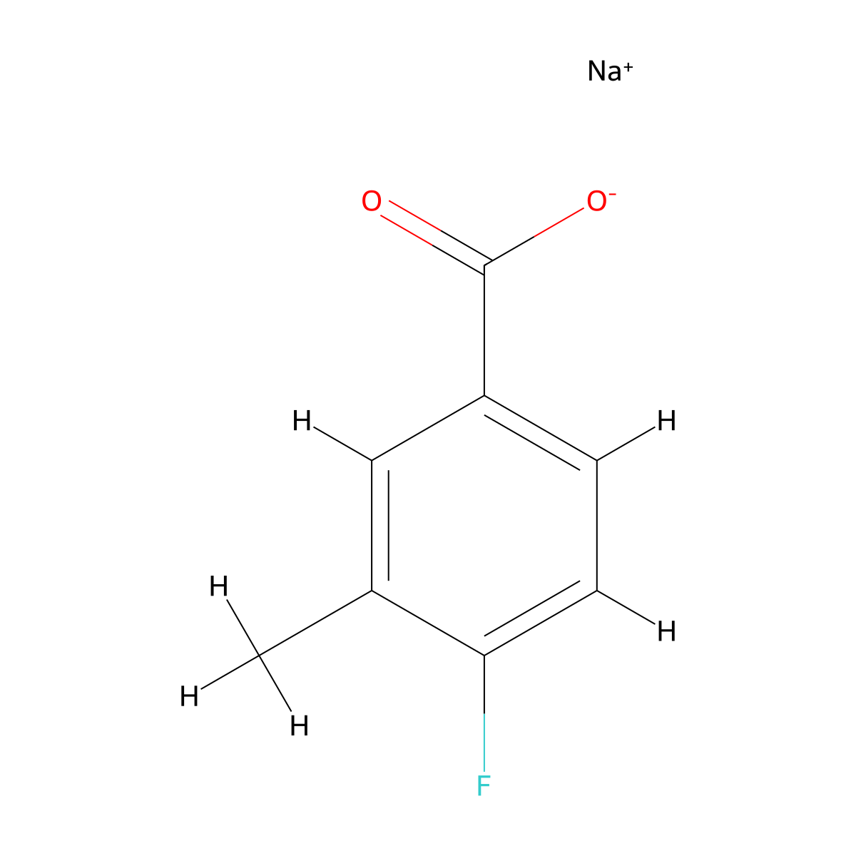 Sodium-4-fluoro-3-methylbenzoate molecular structure, CAS 1431868-18-6