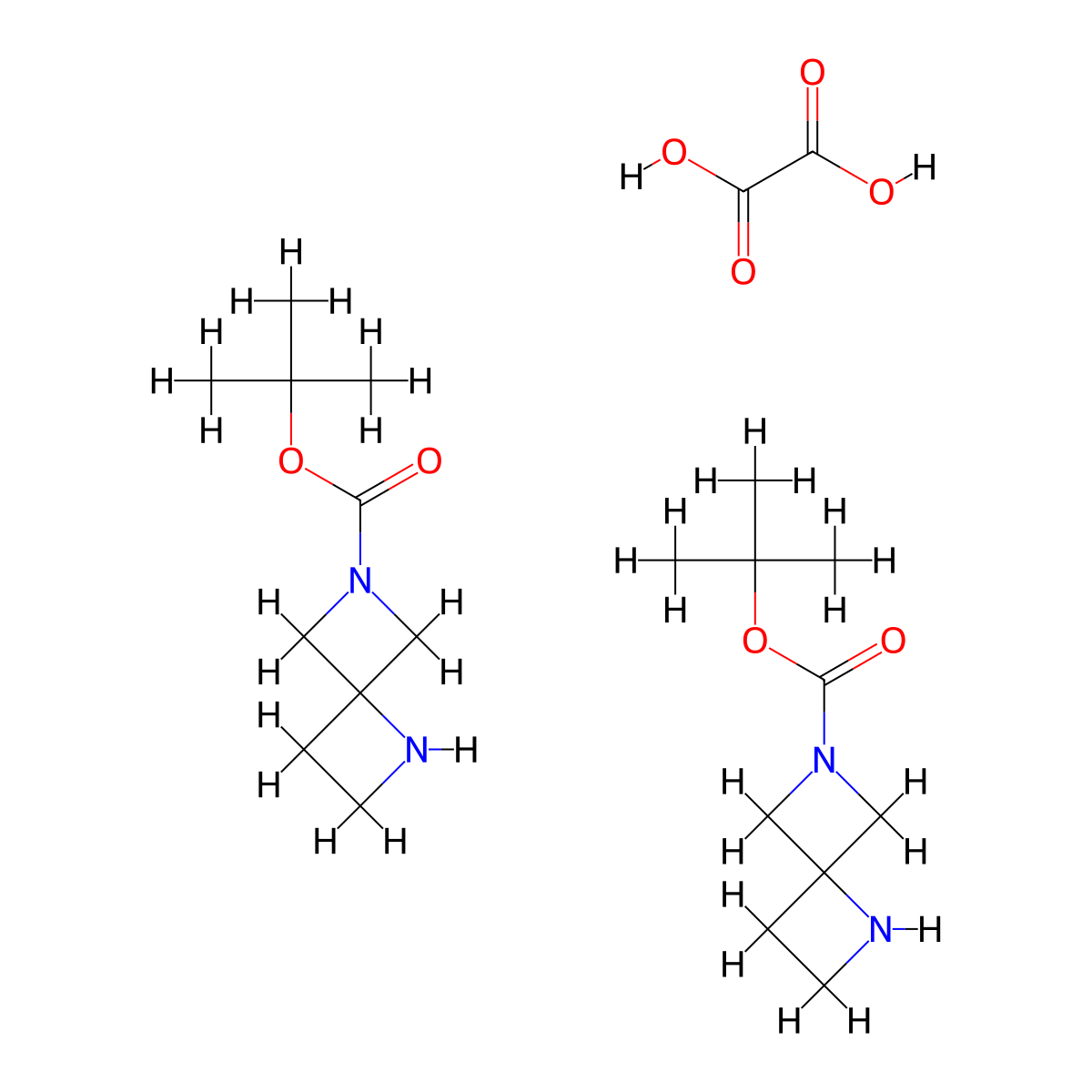 Tert-butyl 1,6-diazaspiro[3.3]heptane-6-carboxylate hemioxalate molecular structure, CAS 1431868-60-8