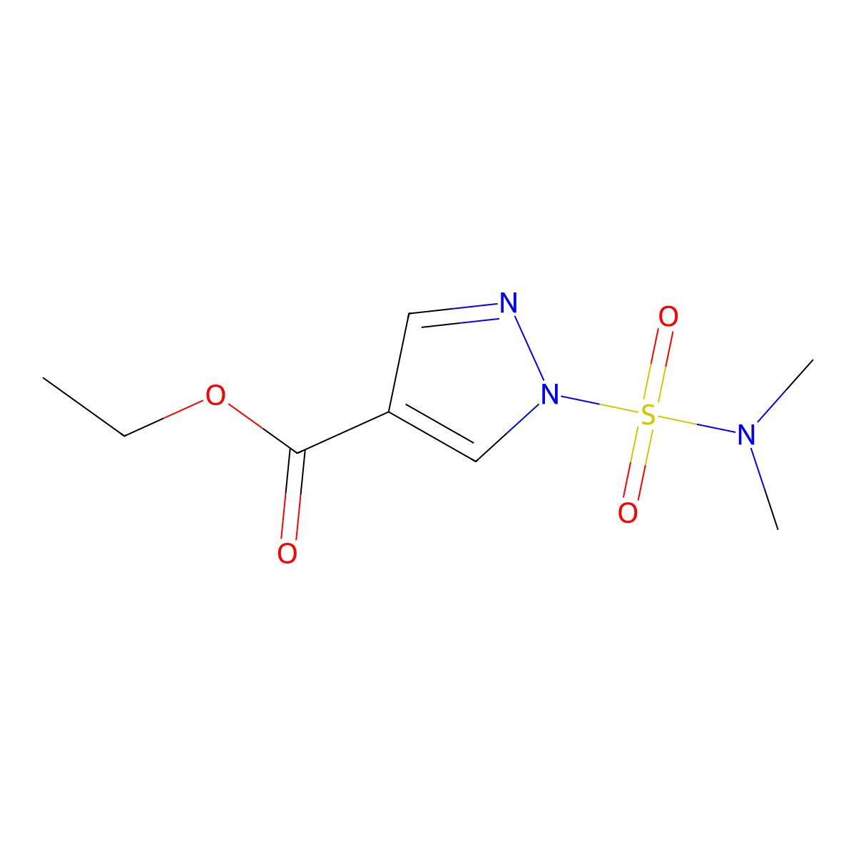 Ethyl 1-[(dimethylamino)sulfonyl]-1H-pyrazole-4-carboxylate molecular structure, CAS 1431873-19-6