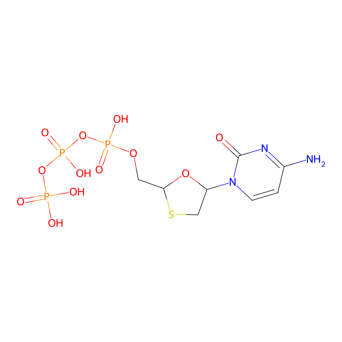 Lamivudine triphosphate molecular structure, CAS 143188-53-8