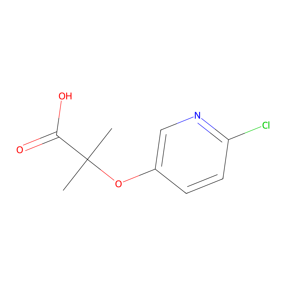 2-((6-Chloropyridin-3-YL)oxy)-2-methylpropanoic acid molecular structure, CAS 1431885-38-9