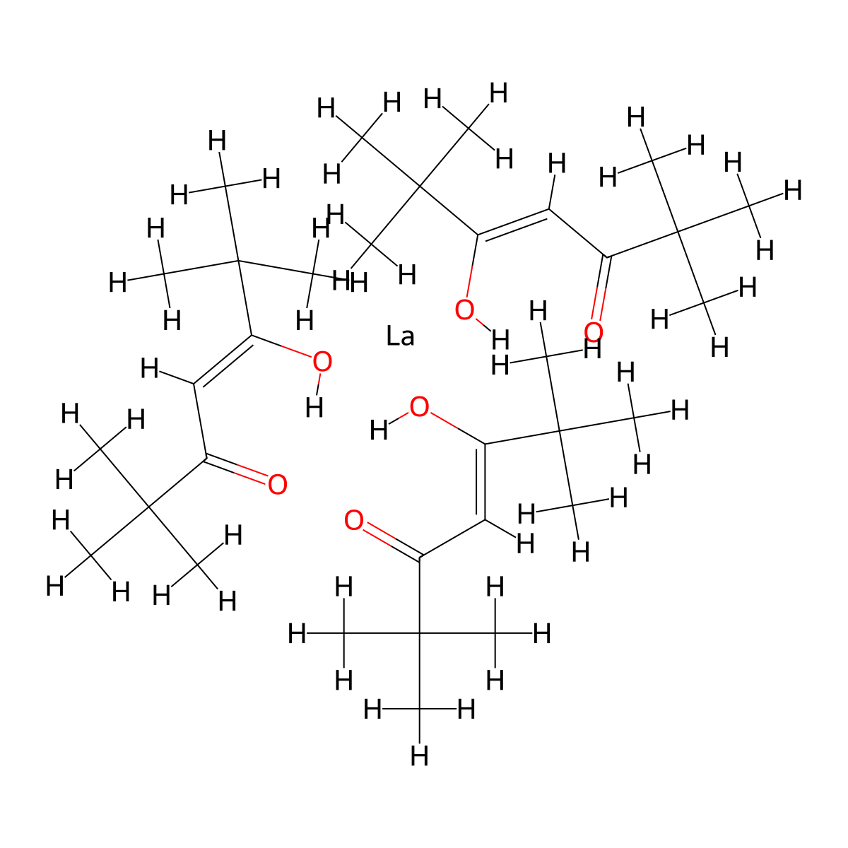 Tris(2,2,6,6-tetramethyl-3,5-heptanedionato)lanthanum molecular structure, CAS 14319-13-2