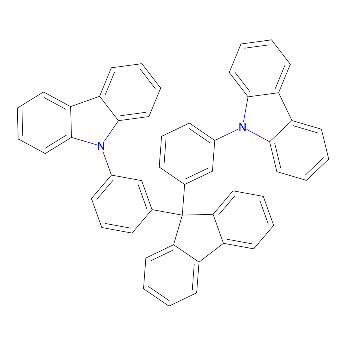 9,9'-((9H-Fluorene-9,9-diyl)bis(3,1-phenylene))bis(9H-carbazole) molecular structure, CAS 1431945-64-0