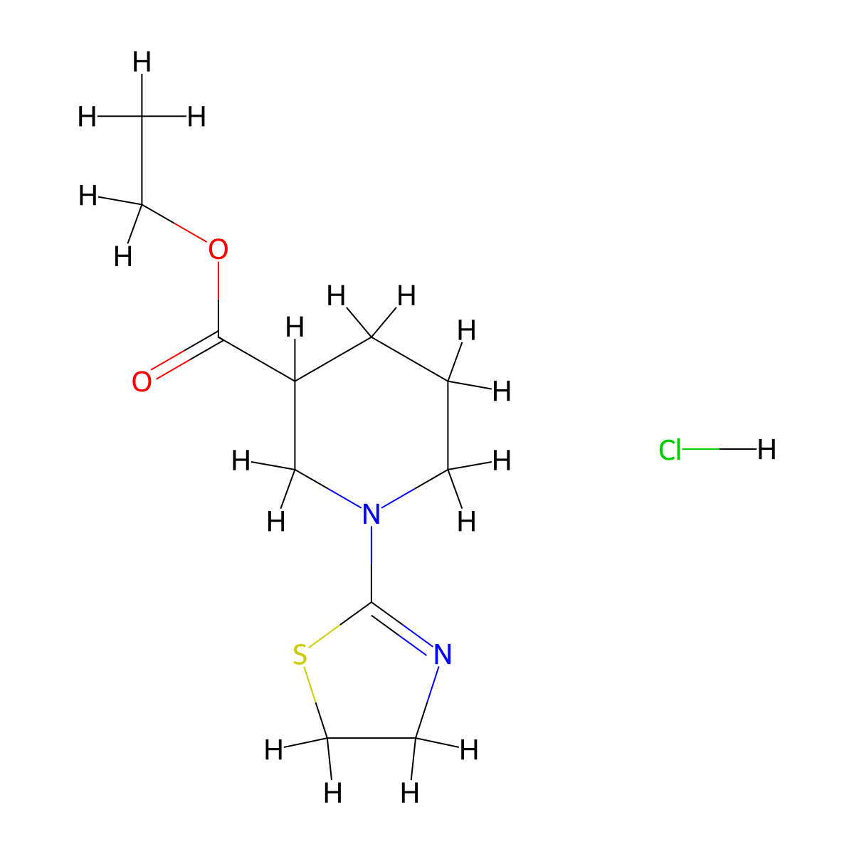 Ethyl 1-(4,5-dihydro-1,3-thiazol-2-yl)piperidine-3-carboxylate hydrochloride molecular structure, CAS 1431948-03-6