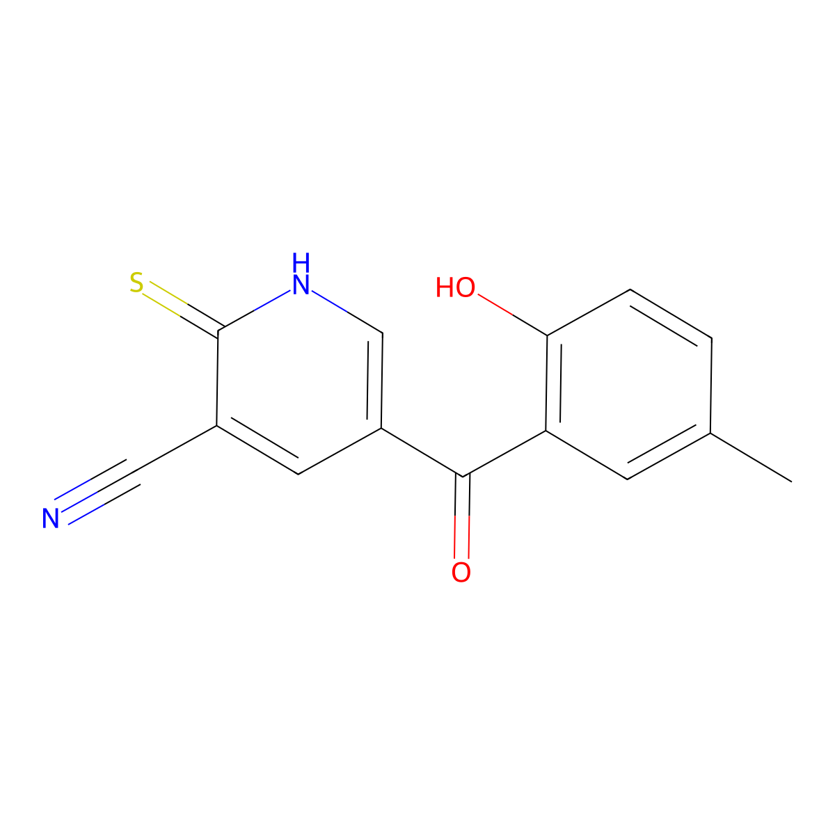 5-(2-Hydroxy-5-methylbenzoyl)-2-mercaptonicotinonitrile molecular structure, CAS 1431948-08-1