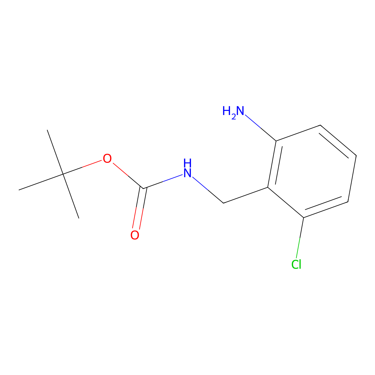 tert-butyl N-[(2-amino-6-chlorophenyl)methyl]carbamate molecular structure, CAS 1431960-57-4