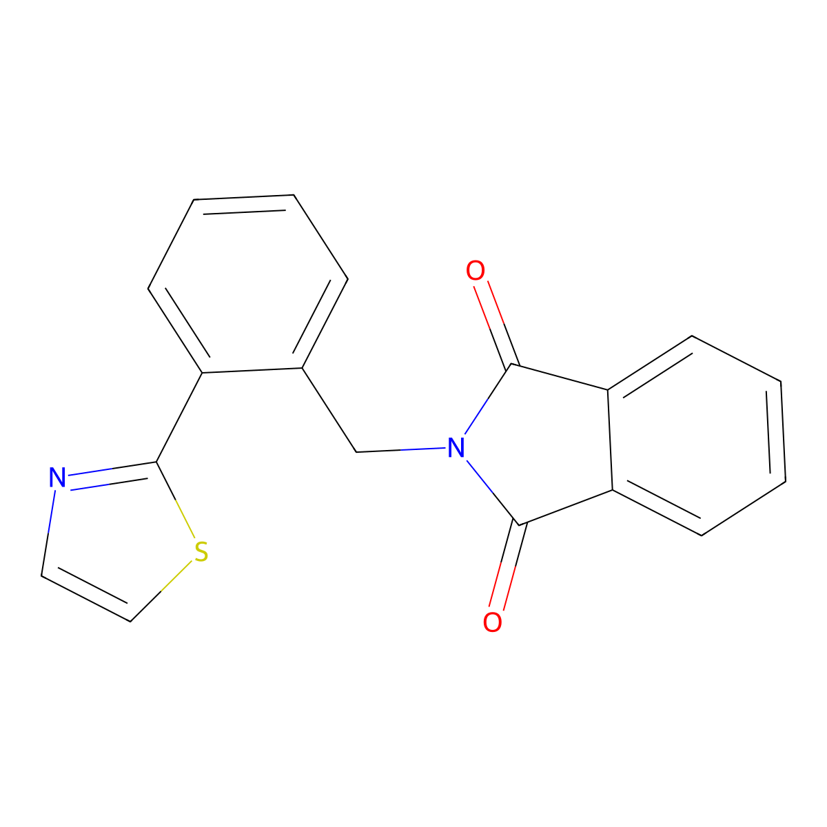2-(2-(Thiazol-2-yl)benzyl)isoindoline-1,3-dione molecular structure, CAS 1431960-98-3