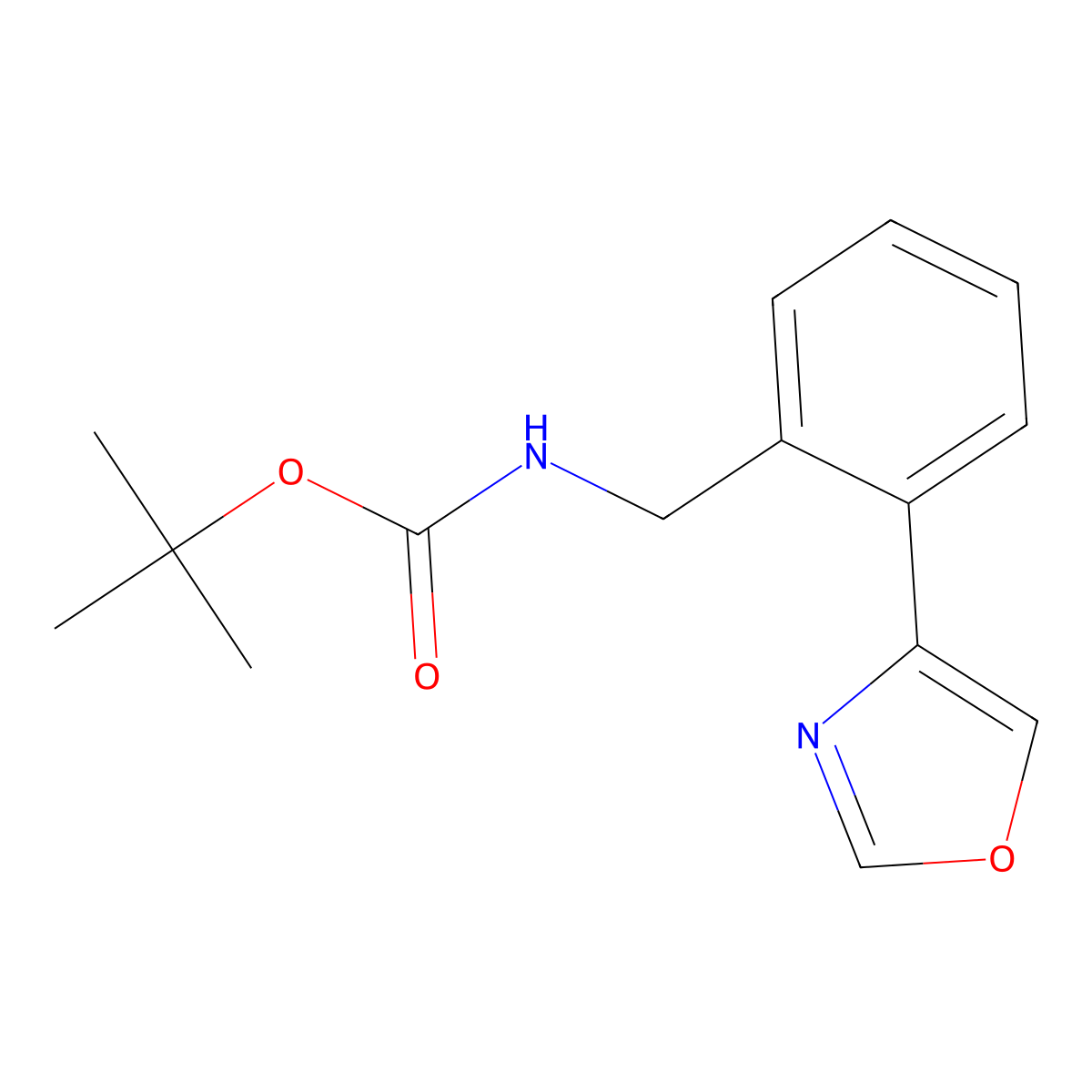 N-Boc-1-[2-(4-oxazolyl)phenyl]methanamine molecular structure, CAS 1431961-02-2