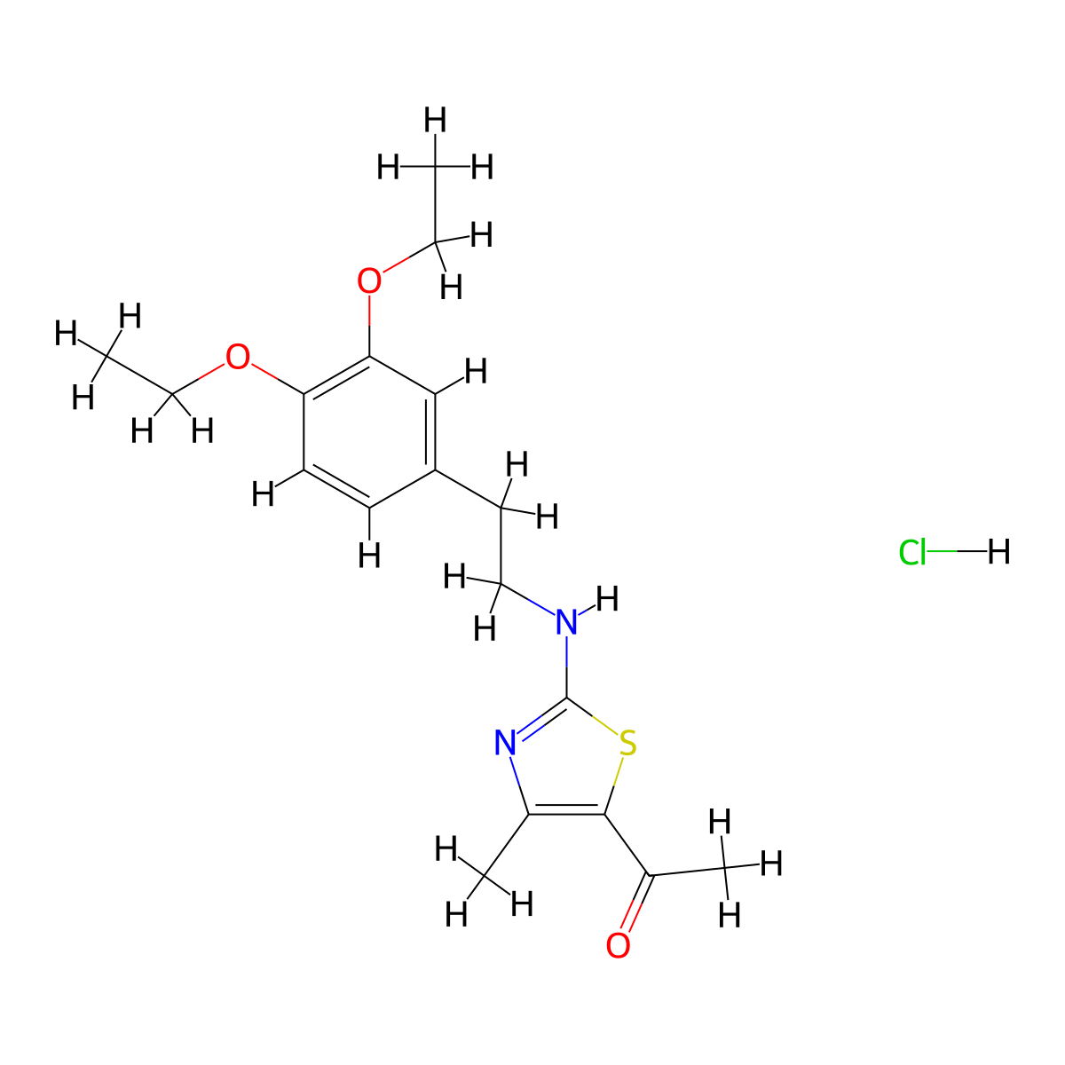 1-(2-{[2-(3,4-Diethoxyphenyl)ethyl]amino}-4-methyl-1,3-thiazol-5-yl)ethan-1-one hydrochloride molecular structure, CAS 1431962-18-3