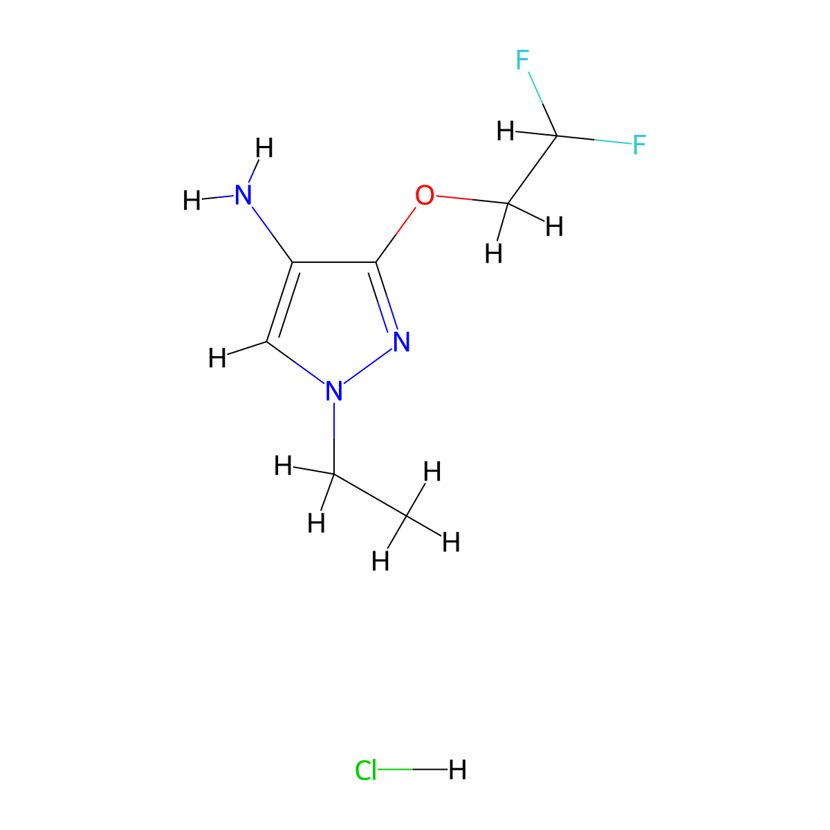 3-(2,2-Difluoroethoxy)-1-ethyl-1H-pyrazol-4-amine hydrochloride molecular structure, CAS 1431962-22-9