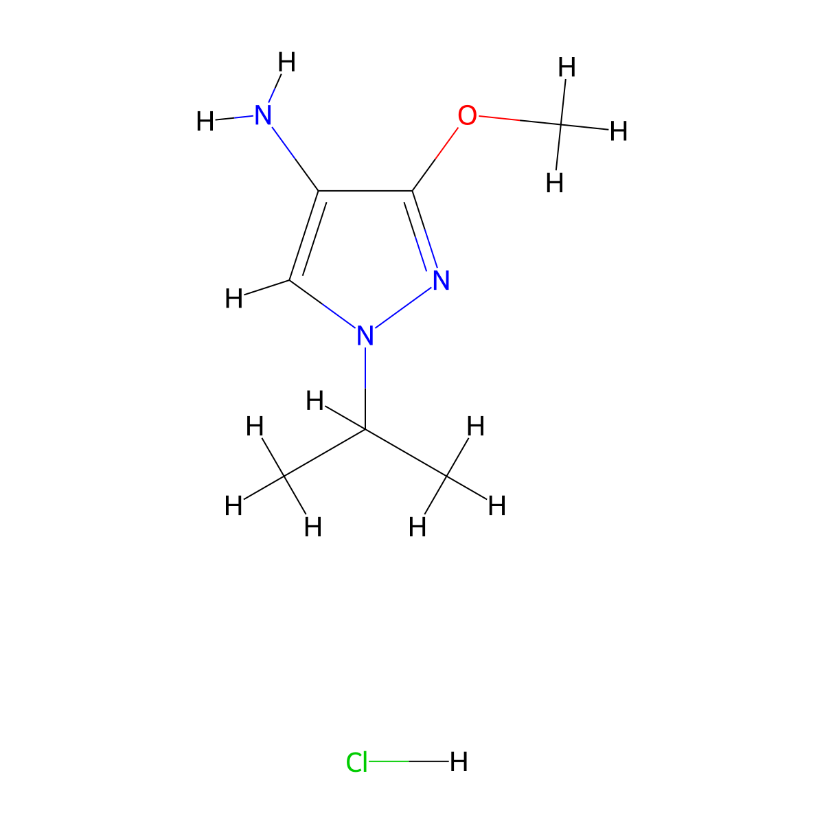 3-methoxy-1-(propan-2-yl)-1H-pyrazol-4-amine hydrochloride molecular structure, CAS 1431962-25-2