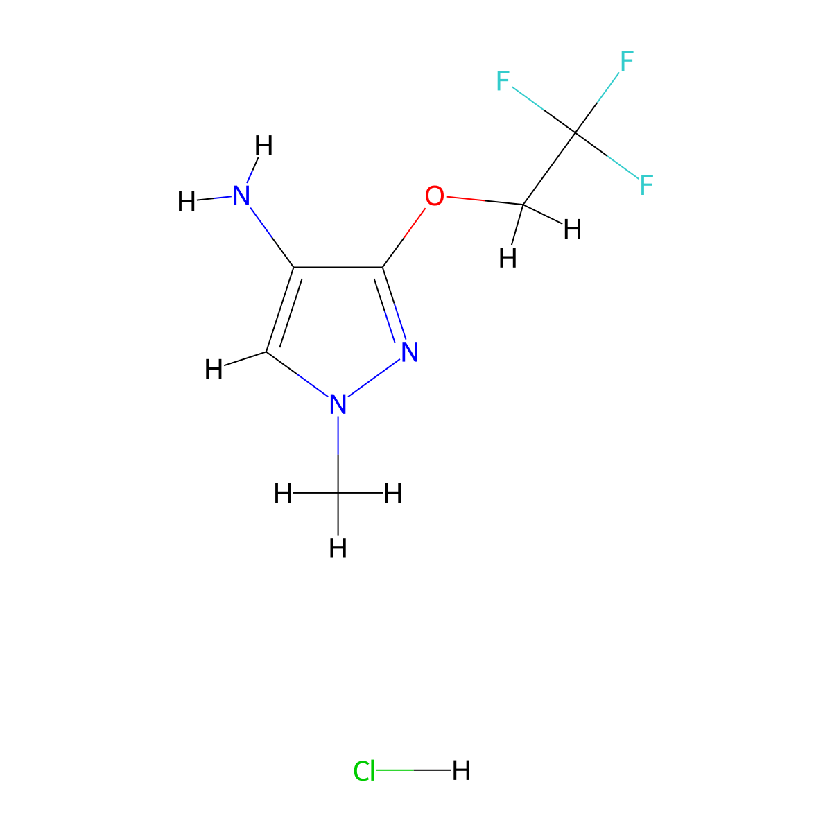 1-Methyl-3-(2,2,2-trifluoroethoxy)-1H-pyrazol-4-amine hydrochloride molecular structure, CAS 1431962-31-0