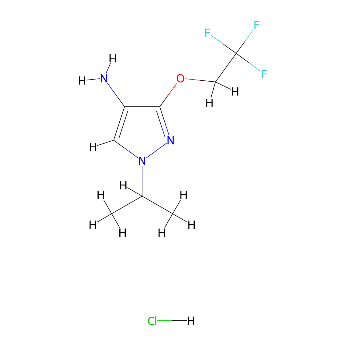 1-Isopropyl-3-(2,2,2-trifluoroethoxy)-1H-pyrazol-4-amine hydrochloride molecular structure, CAS 1431962-34-3