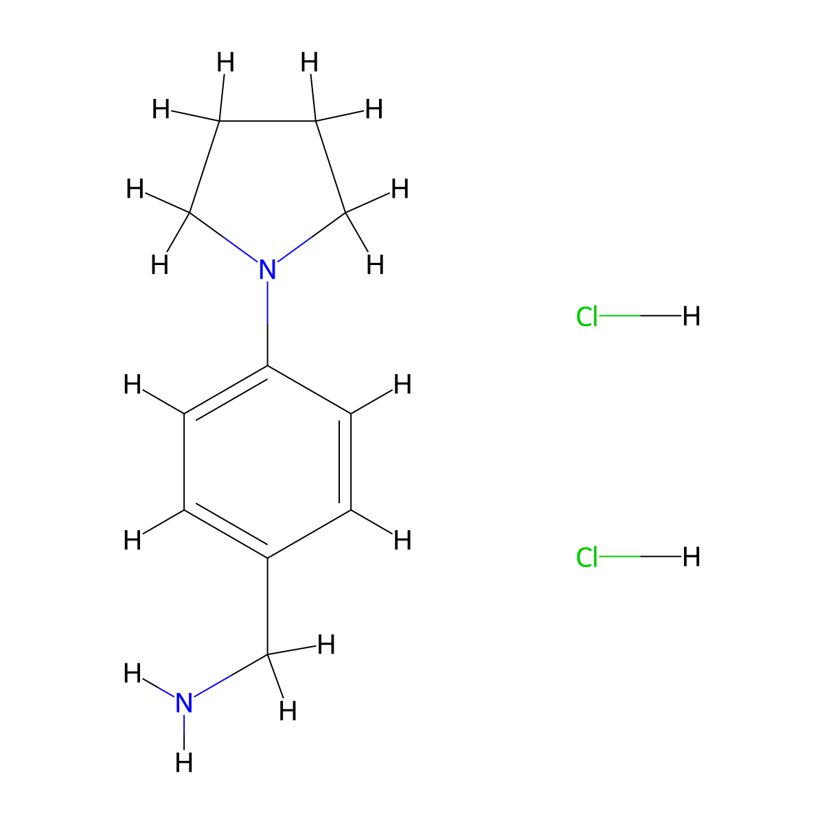 1-(4-Pyrrolidin-1-ylphenyl)methanamine dihydrochloride molecular structure, CAS 1431962-38-7