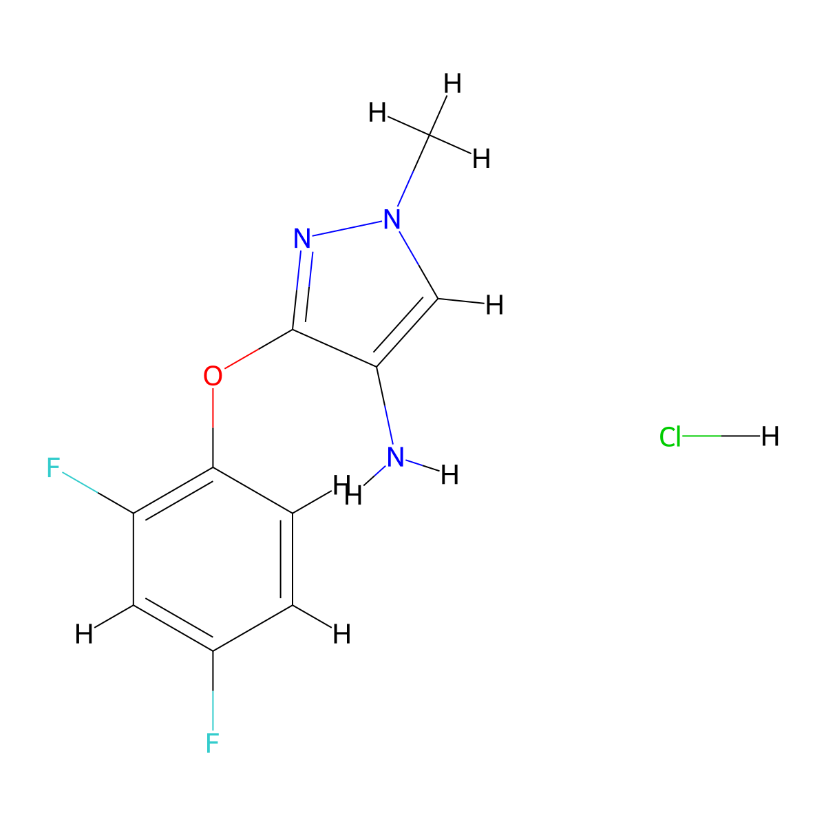 3-(2,4-Difluorophenoxy)-1-methyl-1H-pyrazol-4-amine hydrochloride molecular structure, CAS 1431962-40-1