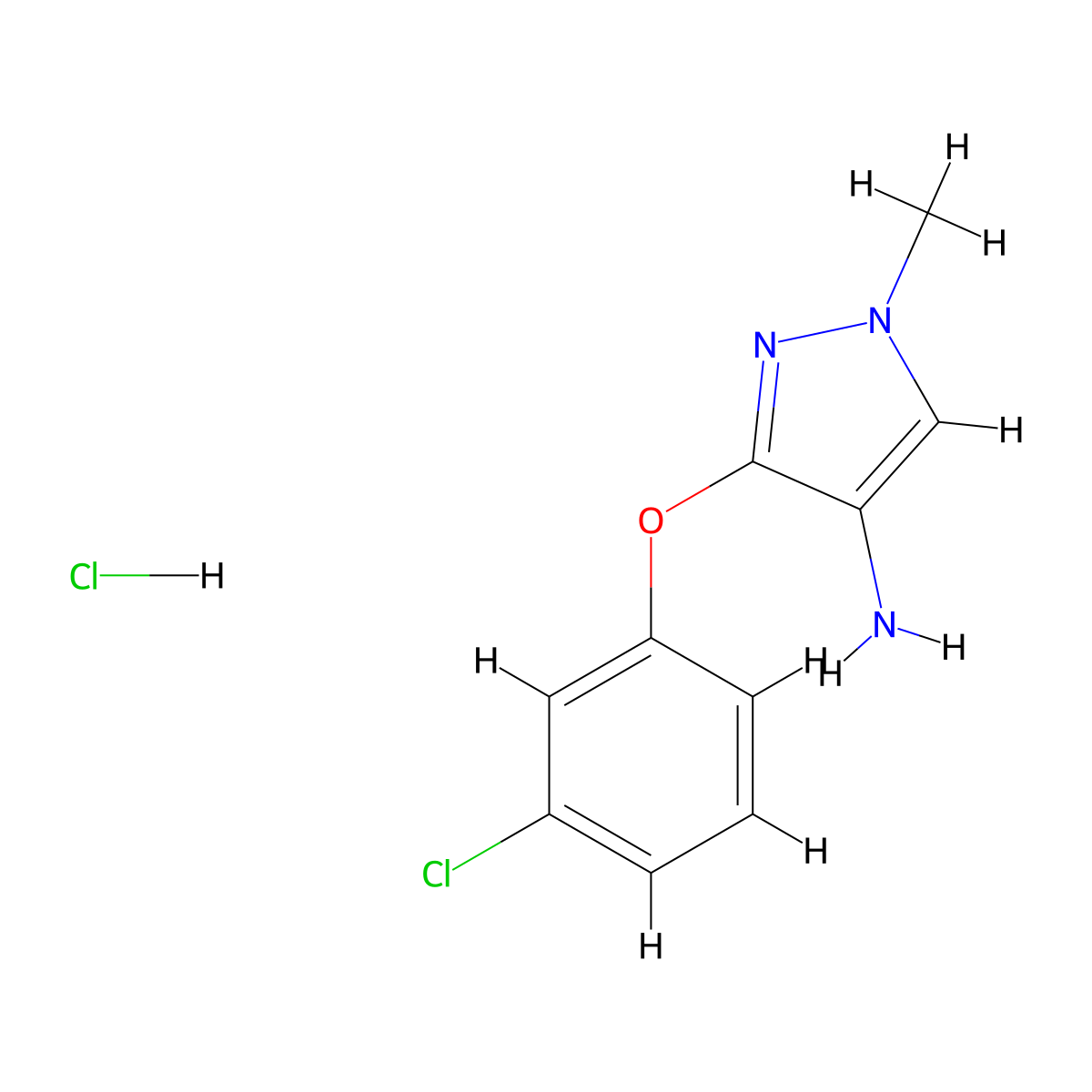 3-(3-Chlorophenoxy)-1-methyl-1H-pyrazol-4-amine hydrochloride molecular structure, CAS 1431962-41-2