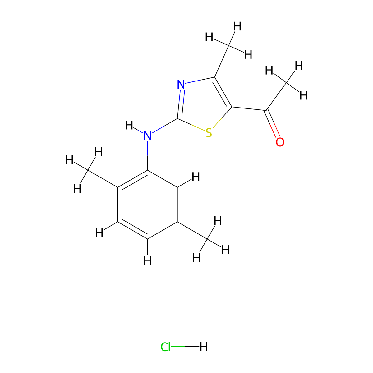 1-{2-[(2,5-Dimethylphenyl)amino]-4-methyl-1,3-thiazol-5-yl}ethan-1-one hydrochloride molecular structure, CAS 1431962-47-8