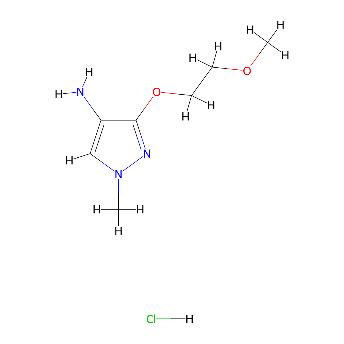 3-(2-methoxyethoxy)-1-methyl-1H-pyrazol-4-amine hydrochloride molecular structure, CAS 1431962-49-0