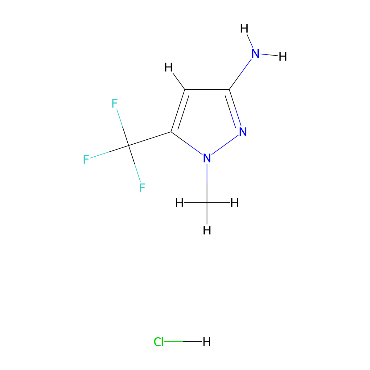 1-methyl-5-(trifluoromethyl)-1H-pyrazol-3-amine hydrochloride molecular structure, CAS 1431962-50-3