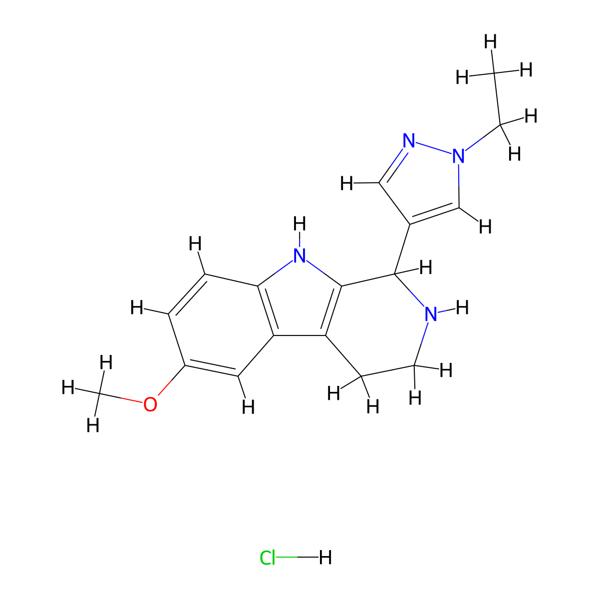 1-(1-Ethyl-1H-pyrazol-4-yl)-6-methoxy-2,3,4,9-tetrahydro-1h-beta-carboline hydrochloride molecular structure, CAS 1431962-51-4