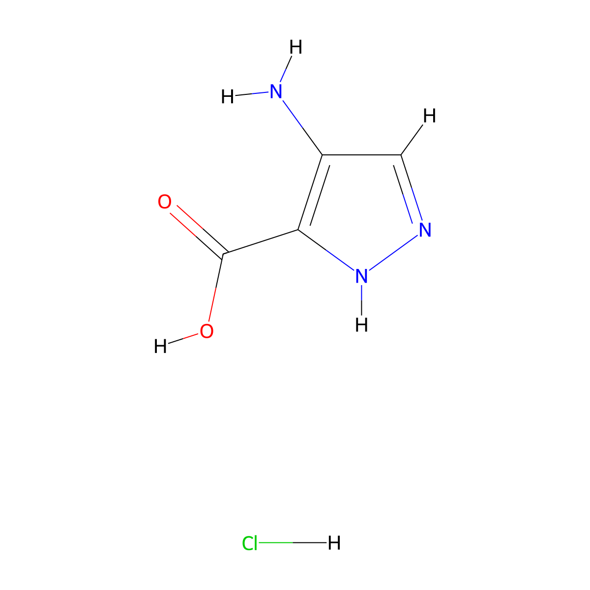 4-amino-1H-pyrazole-3-carboxylic acid hydrochloride molecular structure, CAS 1431962-52-5
