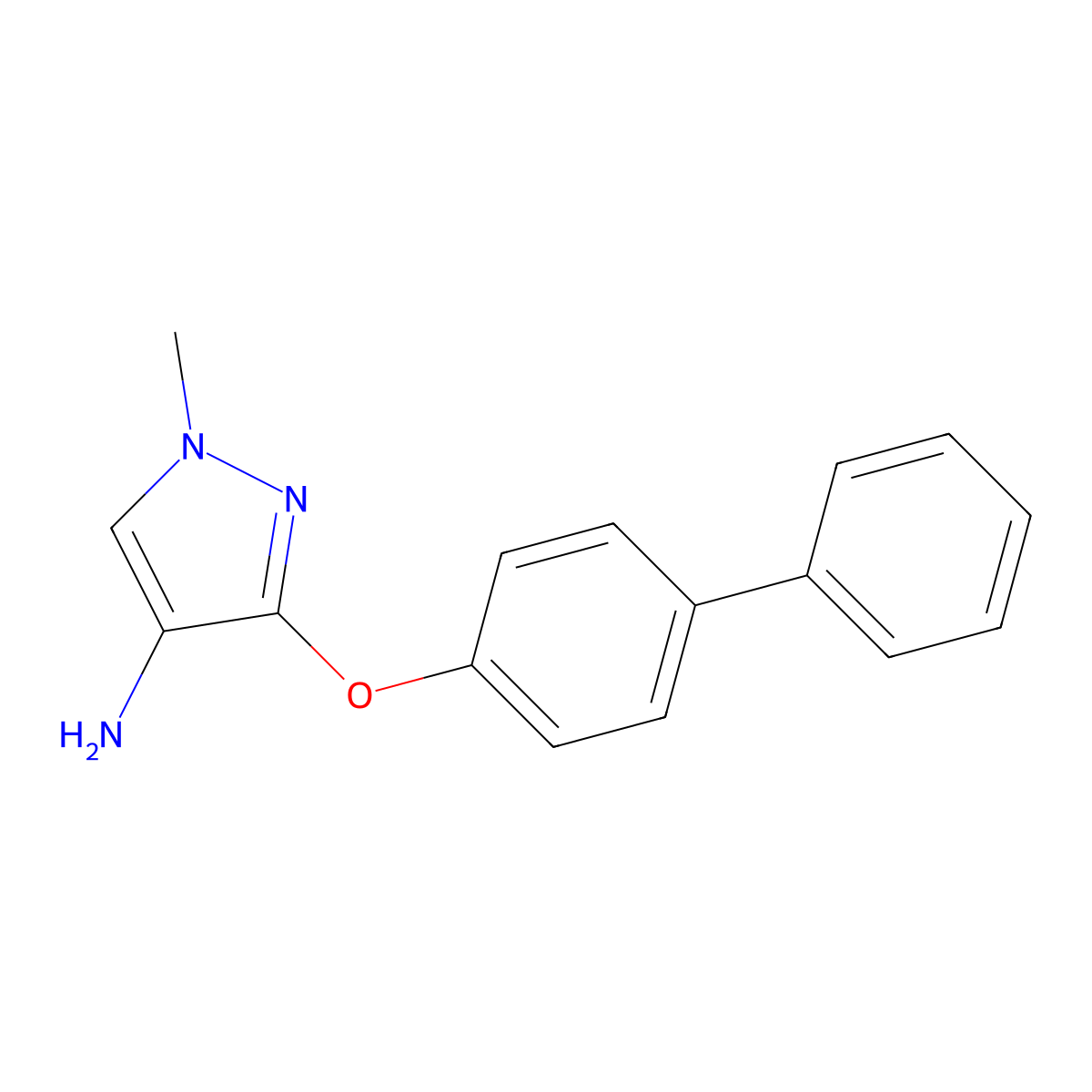 1-Methyl-3-(4-phenylphenoxy)-1H-pyrazol-4-amine molecular structure, CAS 1431962-53-6