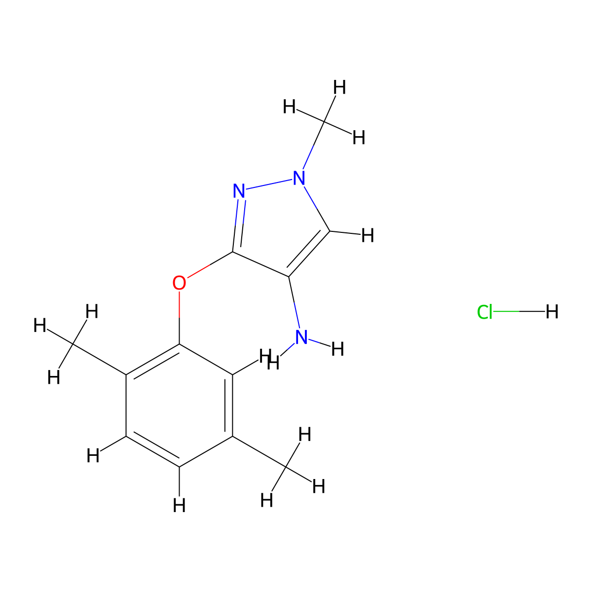 3-(2,5-Dimethylphenoxy)-1-methylpyrazol-4-amine;hydrochloride molecular structure, CAS 1431962-55-8