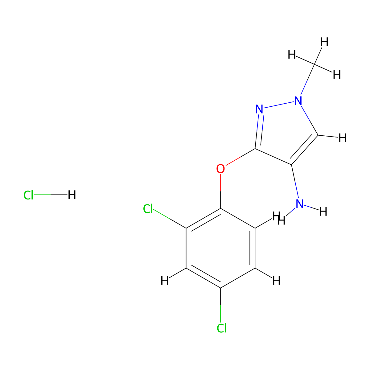 3-(2,4-Dichlorophenoxy)-1-methyl-1H-pyrazol-4-amine hydrochloride molecular structure, CAS 1431962-61-6
