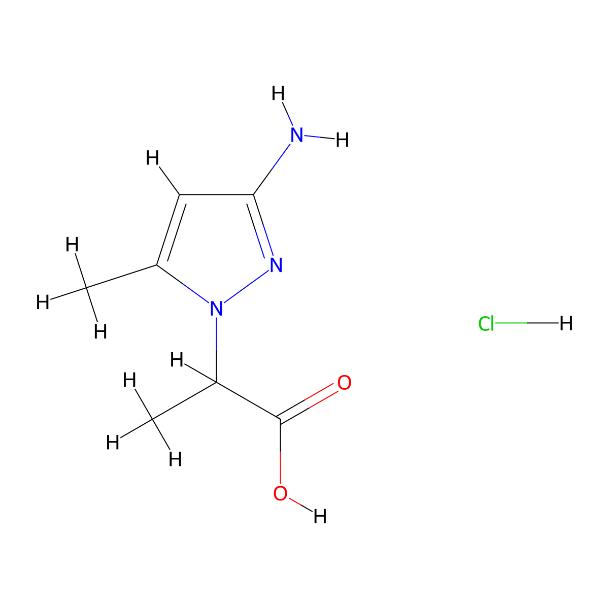 2-(3-Amino-5-methyl-1H-pyrazol-1-yl)propanoic acid hydrochloride molecular structure, CAS 1431962-67-2
