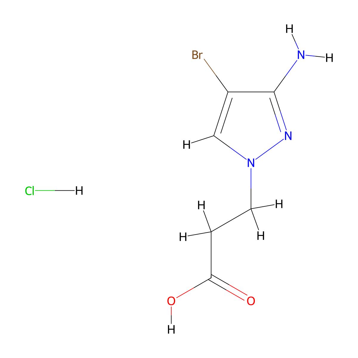 3-(3-Amino-4-bromo-1H-pyrazol-1-yl)propanoic acid hydrochloride molecular structure, CAS 1431962-69-4