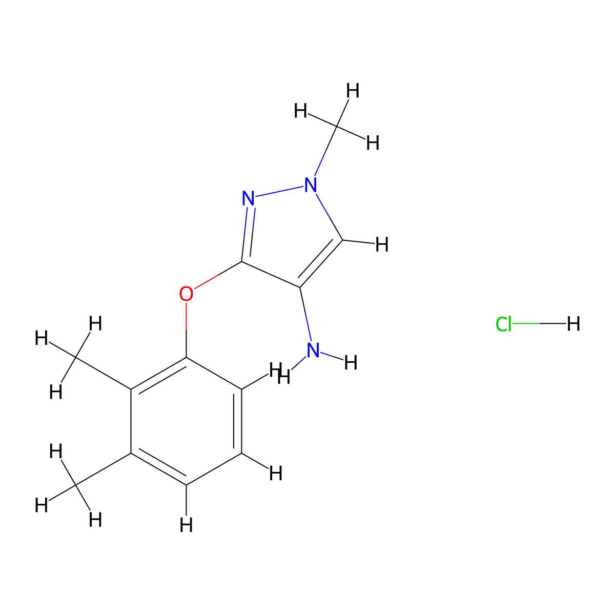 3-(2,3-Dimethylphenoxy)-1-methylpyrazol-4-amine;hydrochloride molecular structure, CAS 1431962-72-9