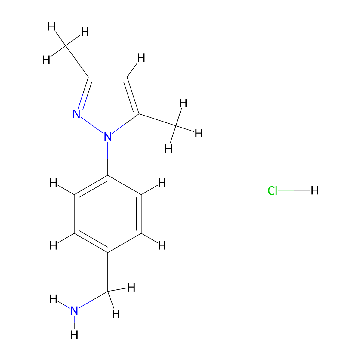 (4-(3,5-Dimethyl-1H-pyrazol-1-yl)phenyl)methanamine hydrochloride molecular structure, CAS 1431962-74-1