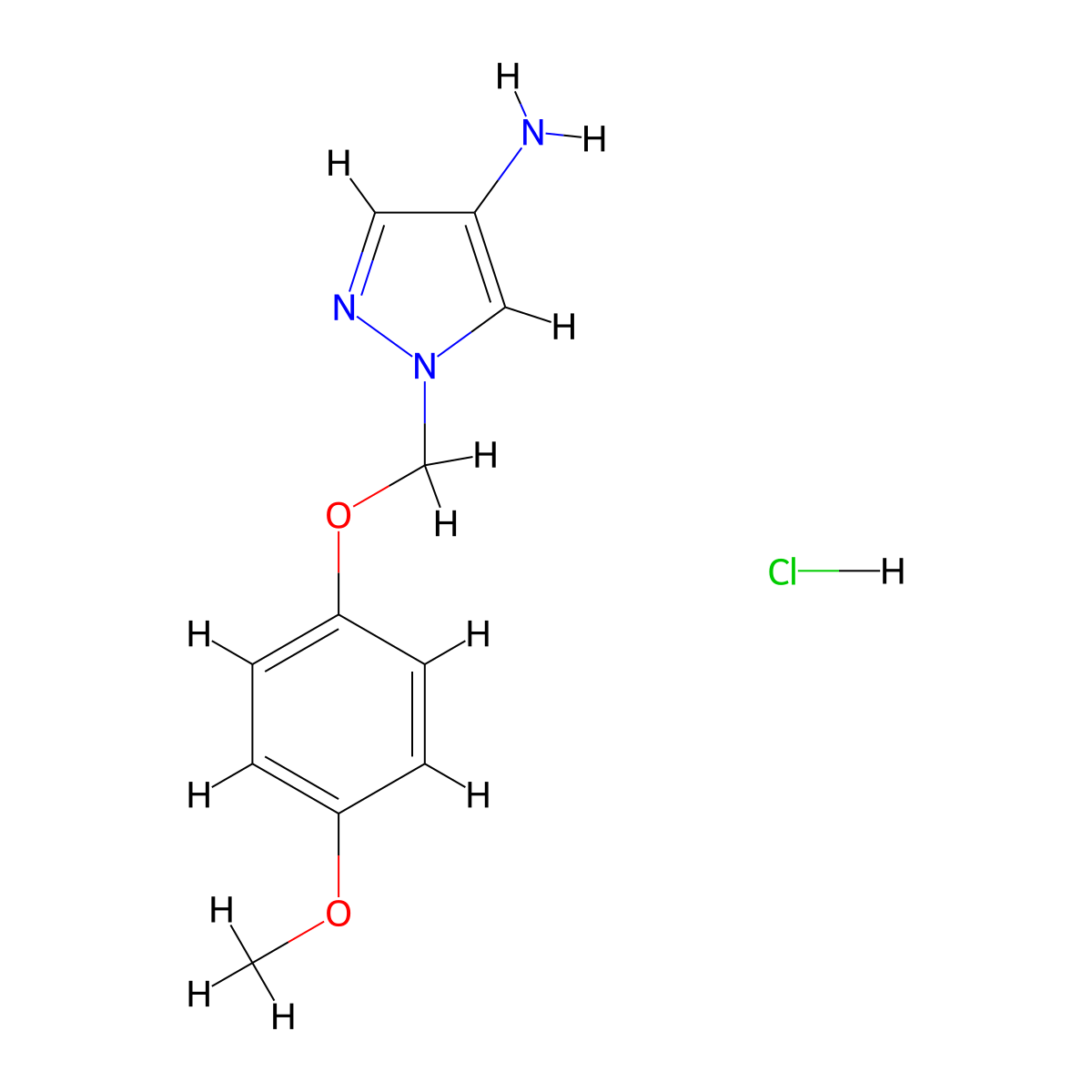 1-[(4-Methoxyphenoxy)methyl]-1H-pyrazol-4-amine hydrochloride molecular structure, CAS 1431962-79-6