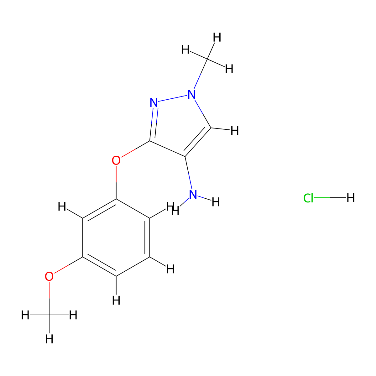 3-(3-Methoxyphenoxy)-1-methylpyrazol-4-amine;hydrochloride molecular structure, CAS 1431962-80-9