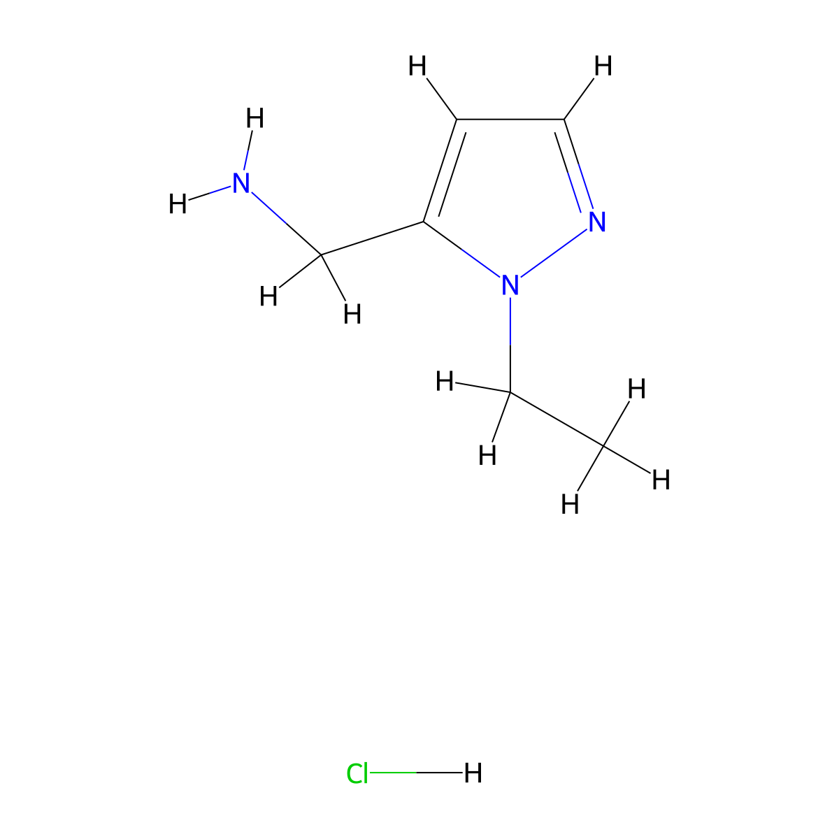 (1-Ethyl-1H-pyrazol-5-yl)methanamine hydrochloride molecular structure, CAS 1431962-81-0