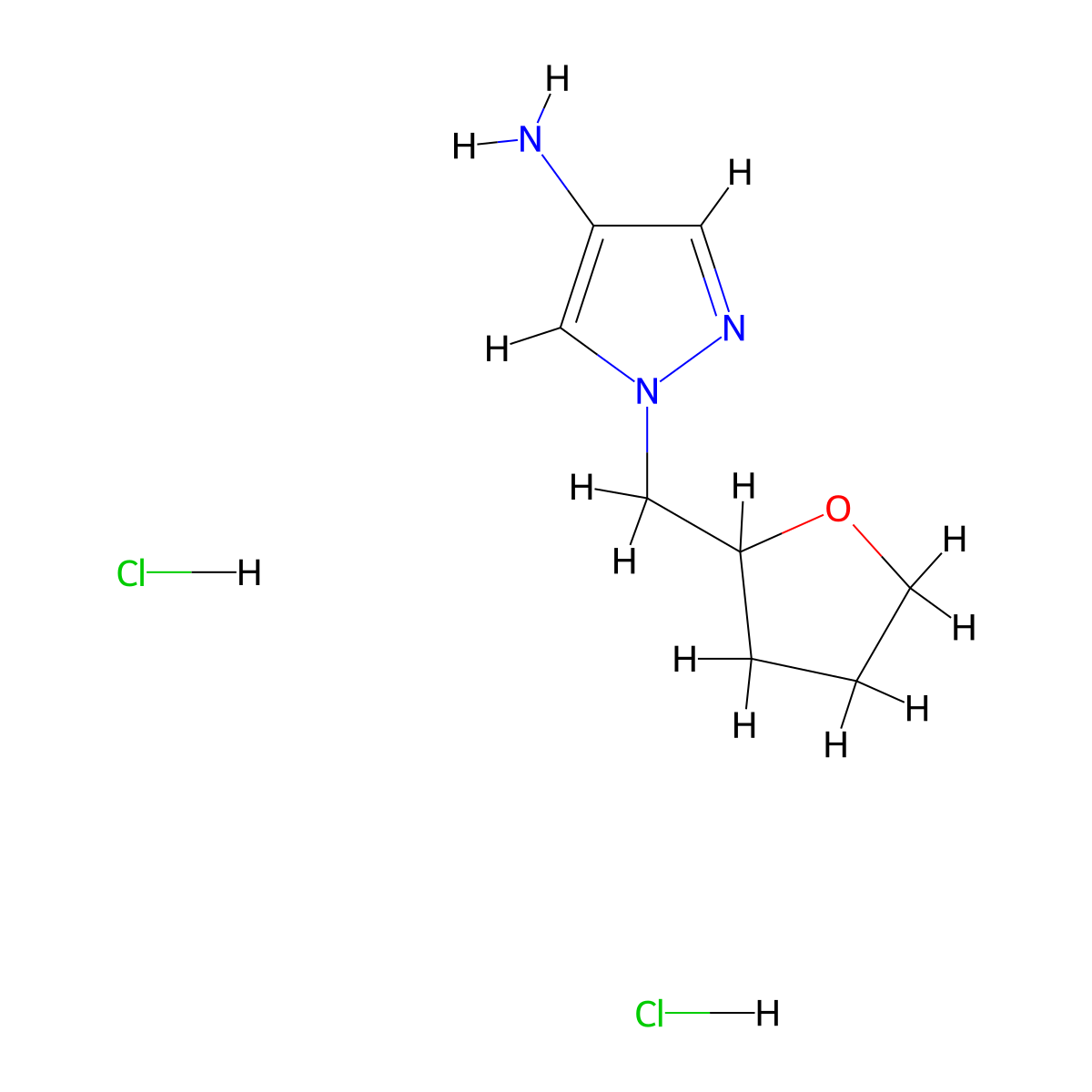 1-(Tetrahydrofuran-2-ylmethyl)-1H-pyrazol-4-amine dihydrochloride molecular structure, CAS 1431962-91-2