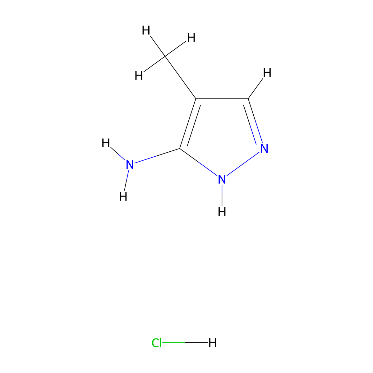 4-Methyl-1H-pyrazol-3-amine hydrochloride molecular structure, CAS 1431963-06-2