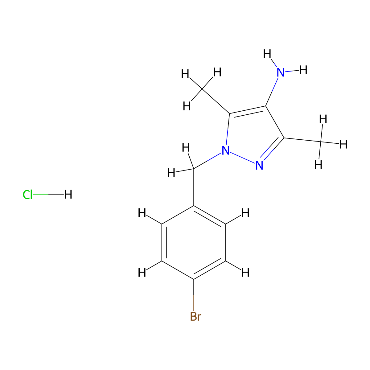 1-(4-Bromobenzyl)-3,5-dimethyl-1H-pyrazol-4-amine hydrochloride molecular structure, CAS 1431963-09-5