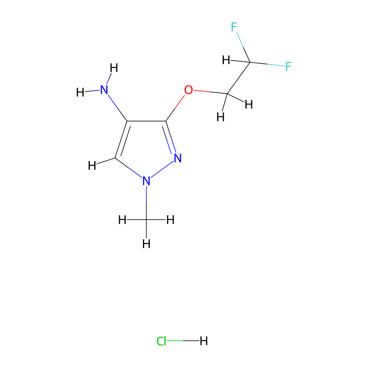 3-(2,2-Difluoroethoxy)-1-methyl-1H-pyrazol-4-amine hydrochloride molecular structure, CAS 1431963-11-9