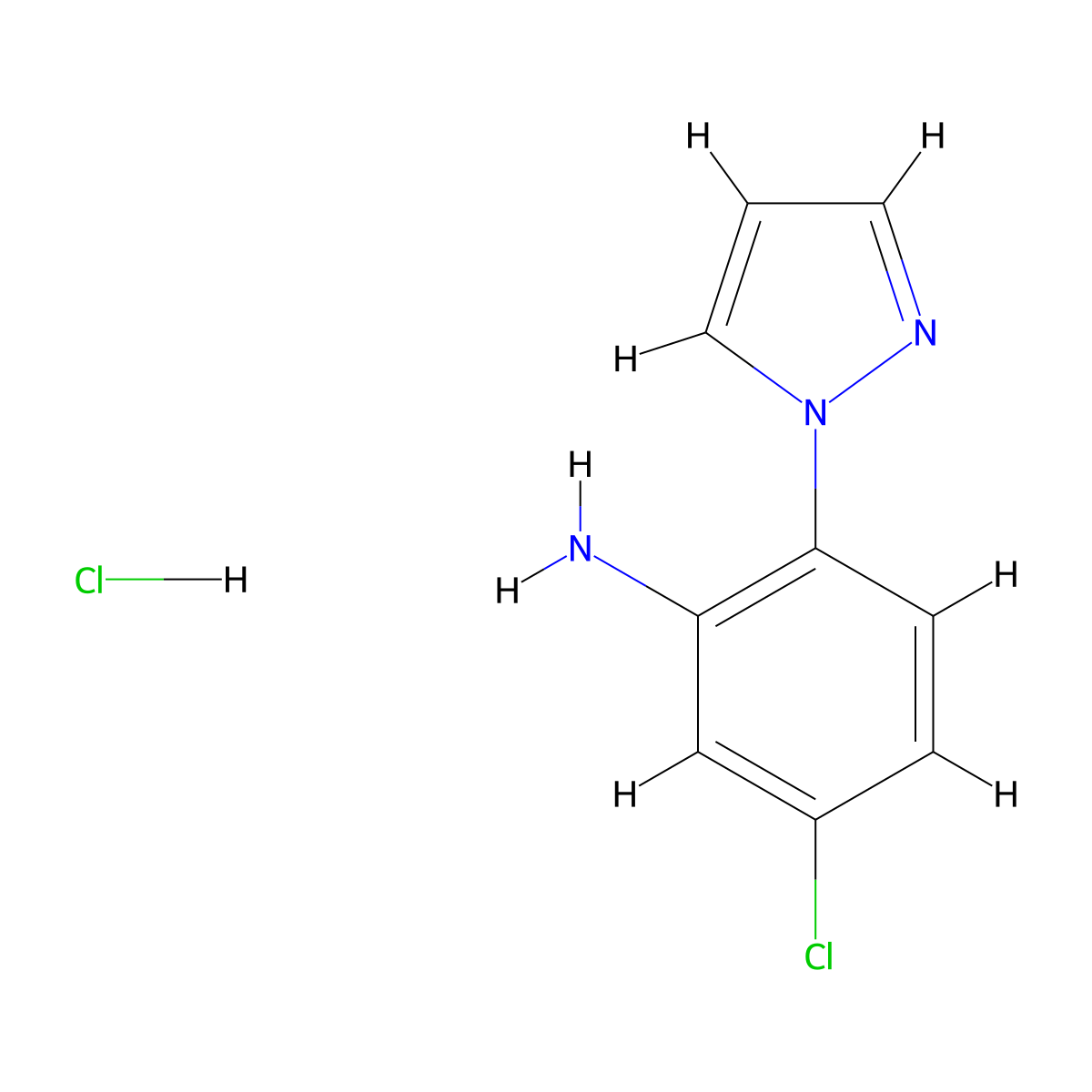5-Chloro-2-(1H-pyrazol-1-yl)aniline hydrochloride molecular structure, CAS 1431963-20-0