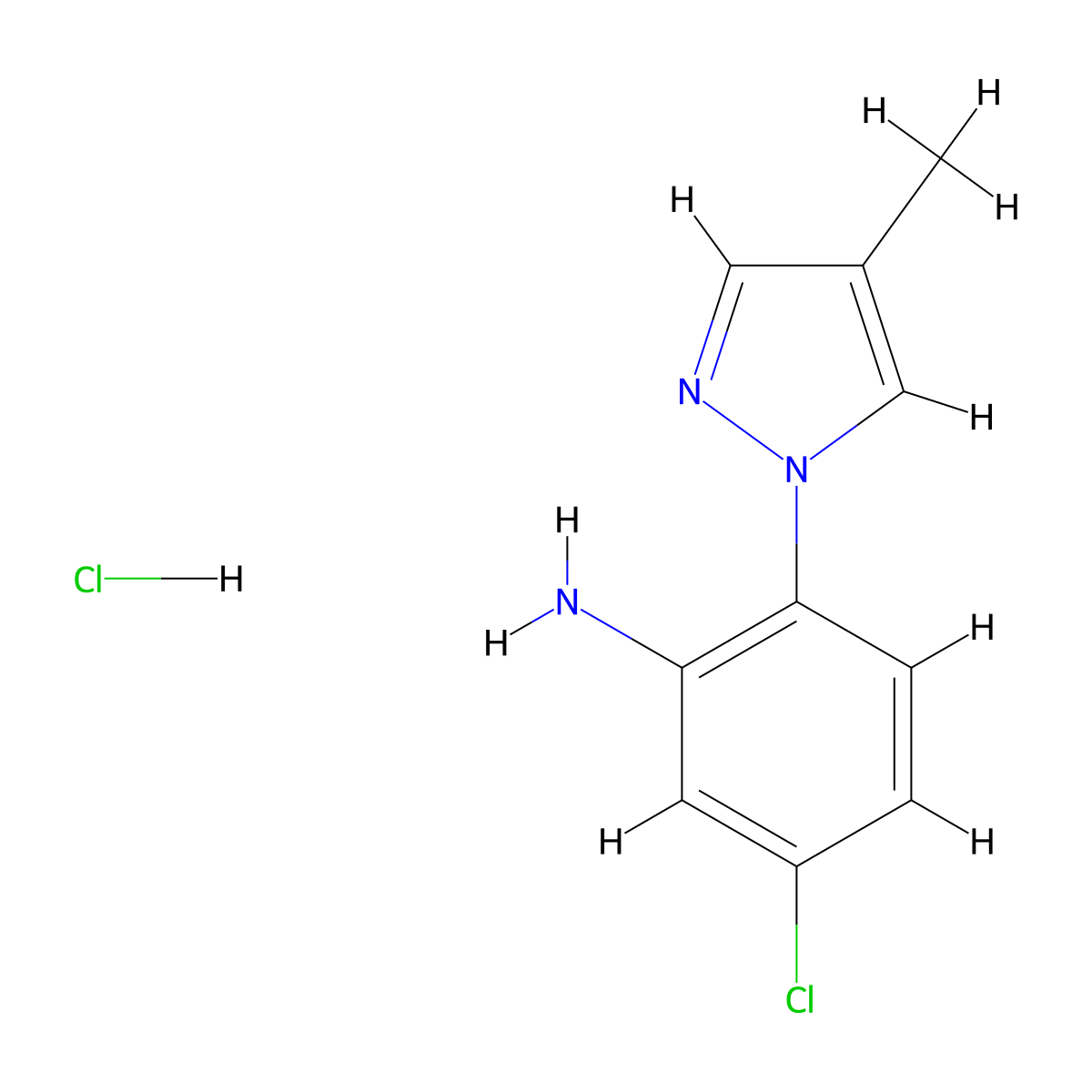 [5-Chloro-2-(4-methyl-1H-pyrazol-1-yl)phenyl]amine hydrochloride molecular structure, CAS 1431963-25-5