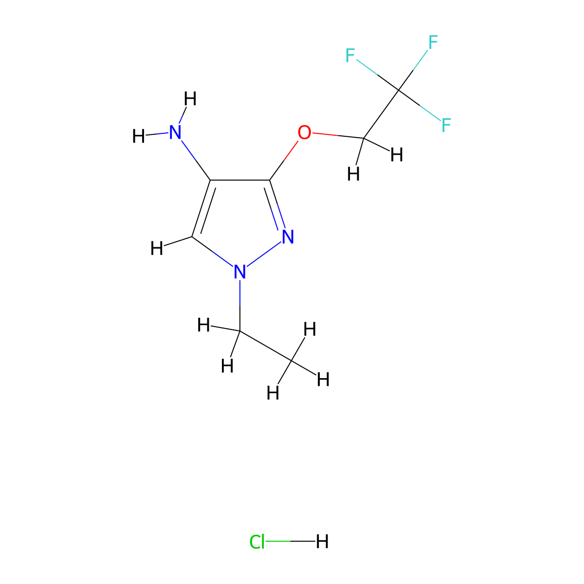 1-Ethyl-3-(2,2,2-trifluoroethoxy)-1H-pyrazol-4-amine hydrochloride molecular structure, CAS 1431963-26-6