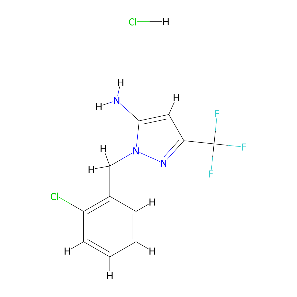 1-(2-Chlorobenzyl)-3-(trifluoromethyl)-1H-pyrazol-5-amine hydrochloride molecular structure, CAS 1431963-35-7