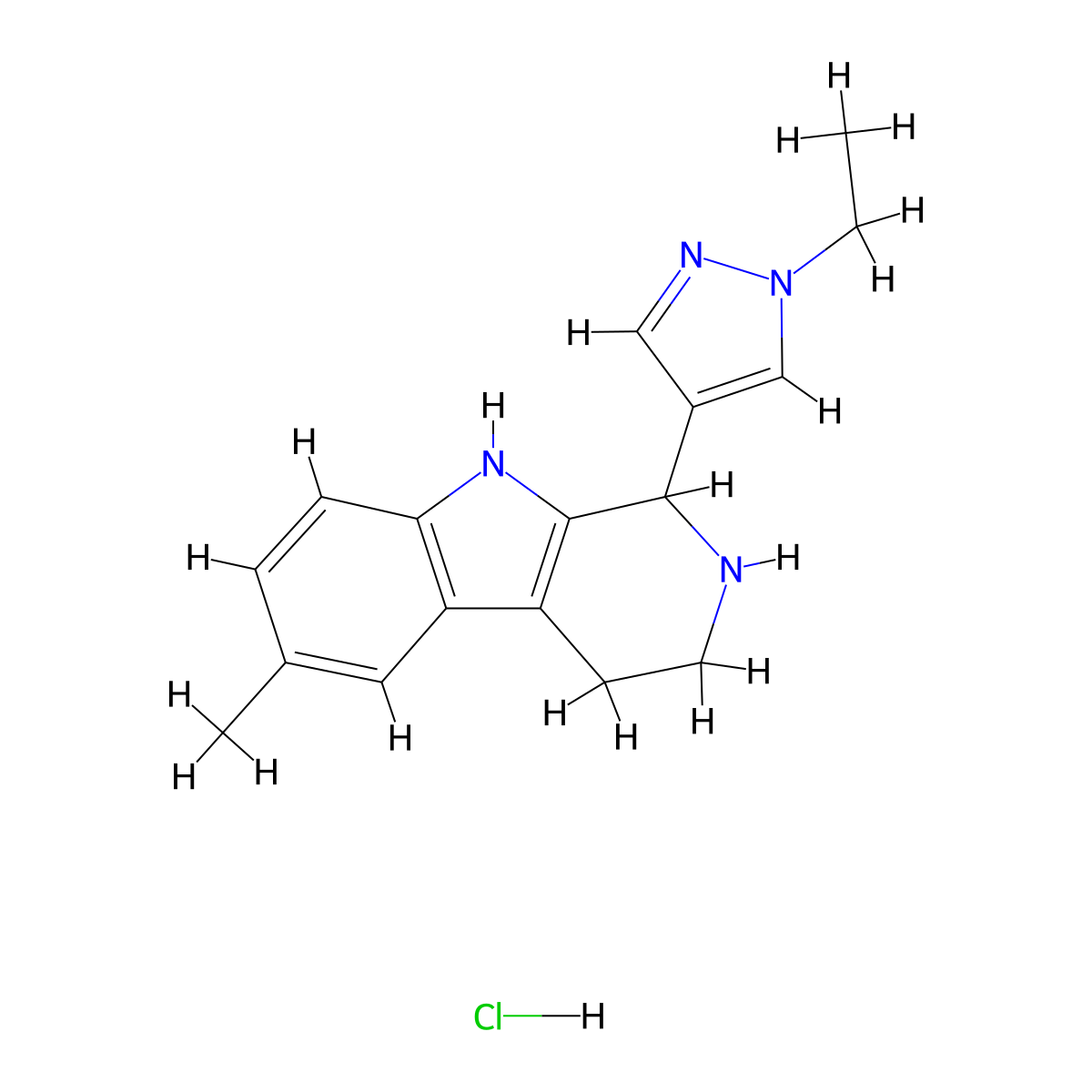 1-(1-Ethyl-1H-pyrazol-4-yl)-6-methyl-2,3,4,9-tetrahydro-1h-beta-carboline hydrochloride molecular structure, CAS 1431963-36-8