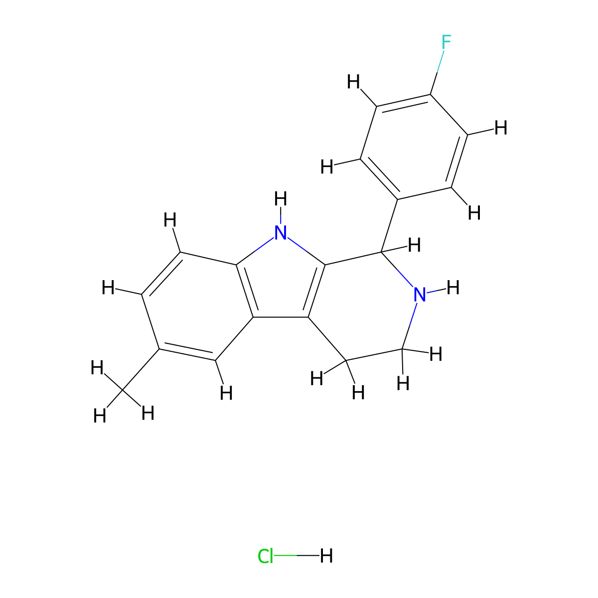 1-(4-Fluorophenyl)-6-methyl-2,3,4,9-tetrahydro-1H-beta-carboline hydrochloride molecular structure, CAS 1431963-38-0